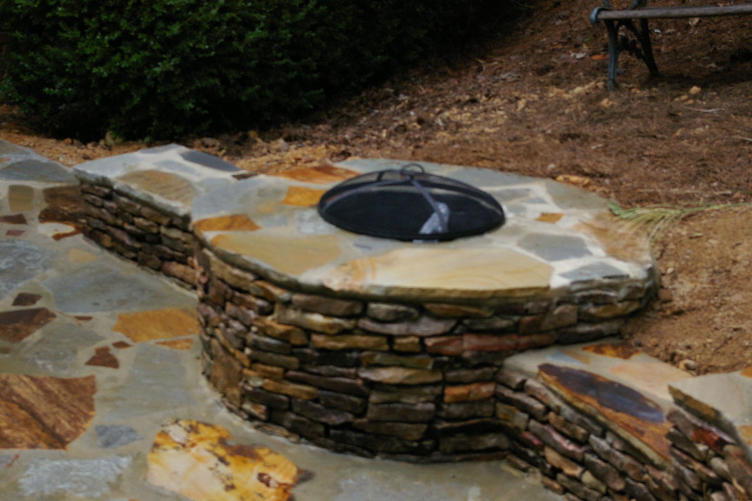 Stone Patio with Fire Pit